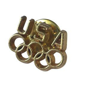 Usa Olympic Gold Tone Lapel Pin Badge‎